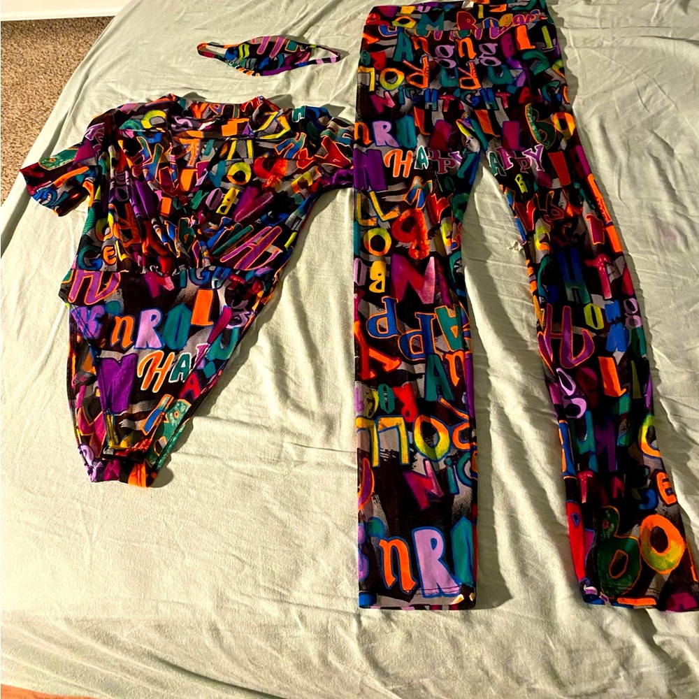 3piece spandex letter pants set